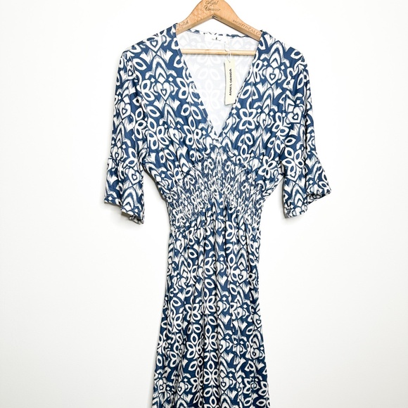 Agnes Orinda V Neck Bell Sleeve Ruffled Hem Boho ALine Long Dress 1X - Picture 3 of 9